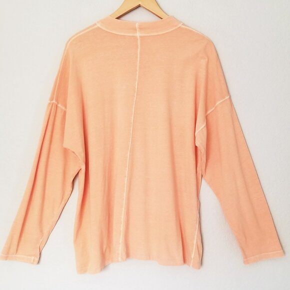 Free People We The Free Be Free Longline Tunic Top M 100% Cotton Orange Sorbet - Picture 6 of 14